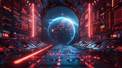 Leinwandbilder - HUD interface with business infographics and data representation. Concept of statistics and data. Toned 3D rendering.