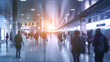 © S photographer - Blurred image of people walking at subway station.