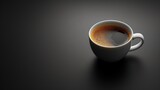 Fototapeta Mapy - close up coffee cup perfect espresso shot on dark grey background, minimal coffee backdrop, Generative Ai