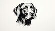 Retro-inspired minimalistic continuous line art of a black labs face