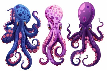 Sticker - An octopus tentacle, a squid tentacle, and a kraken tentacle. Modern cartoon of grayscale sea monsters.