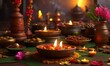 burning candles in a church ,A magnificent Diwali wishing background Stock Image in Hd Quality  for  Tamil New Year 