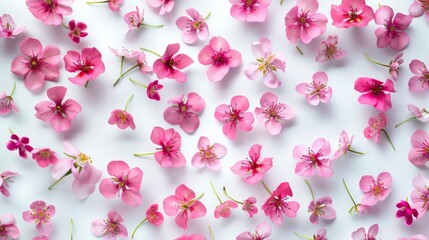 Canvas Print - Pattern in small abstract flower. Small colorful flowers on white background. Small cute simple spring flowers.