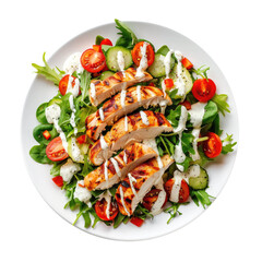 Wall Mural - Chicken Salad with Tomatoes and Ranch Dressing Isolated on a Transparent Background 