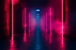 Neon-lit Corridor Engulfed in Mist
