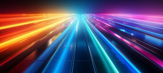 abstract multicolor spectrum background with bright orange blue neon rays and colorful glowing lines