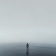  Loneliness visualized as an isolated figure in a vast void