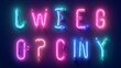 Colorful neon lights form a jumbled alphabet, sparking ideas of nightlife and modern urban energy