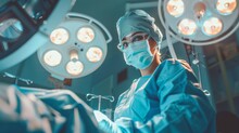 Surgeon In Scrubs Performing Surgery