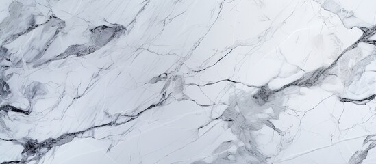 Wall Mural - A close up of a white marble texture resembles a snowy landscape with a freezing winter event. The intricate pattern mimics snowcovered slopes and tiny twigs peeking out