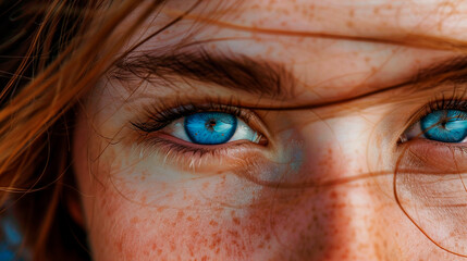 Poster - closeup portrait of a young girl with blue eyes