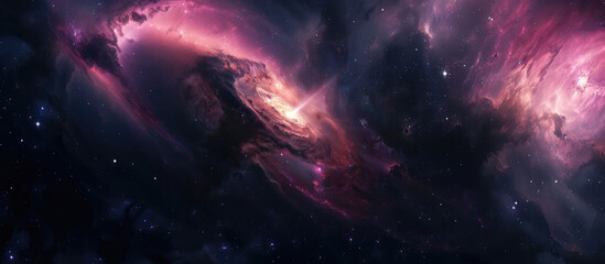 Wall Mural - majestic pink nebula across starry night sky