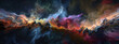 Surreal space terrain with colorful nebulous forms