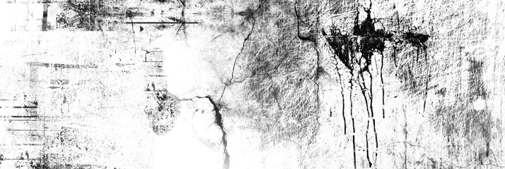 Wall Mural - an abstract grunge background header with scratches and cracks on a transparent layer.