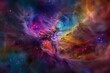 Radiant Nebula Composition in a Star-filled Universe.  the cosmos through this exquisite depiction of a colorful space galaxy cloud nebula, encapsulated within a starry night cosmos.