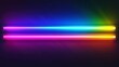 This image features a collection of neon tubes emitting a soft light against a gradient purple backdrop, adding a cool edge