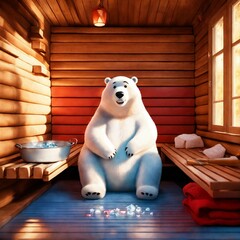 Poster - polar bear in the kitchen