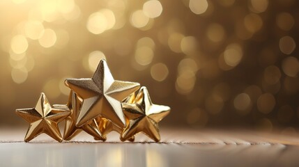 A picturesque cluster of golden stars with a captivating bokeh effect creating a whimsical and celebratory mood