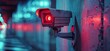Security Surveillance Camera with Red Light in Urban Setting. Generative ai