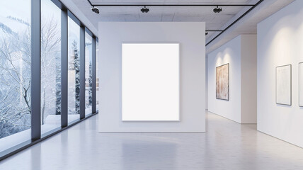 Wall Mural - White interior with blank poster
