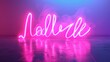 Adelle written in stylish cursive neon, casting a pink glow on smoke and a moody backdrop