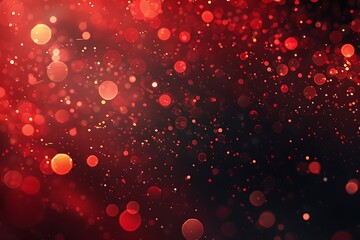 Wall Mural - Red tech particle bokeh background.
