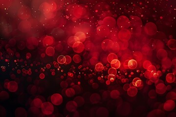 Wall Mural - Red tech particle bokeh background.