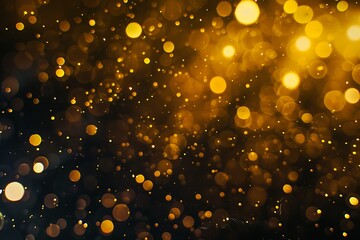 Wall Mural - Yellow tech particle bokeh background.