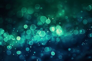 Wall Mural - Blue green tech particle bokeh background.