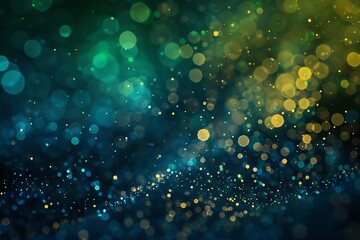 Wall Mural - Blue green tech particle bokeh background.
