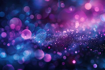 Wall Mural - Blue purple tech particle bokeh background.
