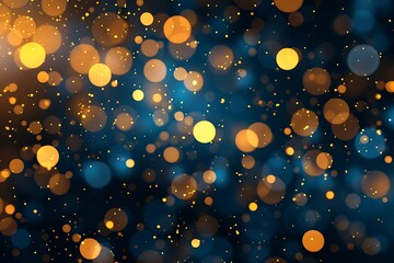 Wall Mural - Blue-yellow tech particle bokeh background.