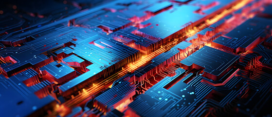 Poster - Abstract Digital Data Electronic Chip Set Computer Background