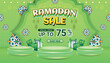 Banner Ramadan mubarak sale green social media background template 2