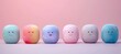 Vibrant 3d emoji collection in pastel hues  expressive emotions on solid background