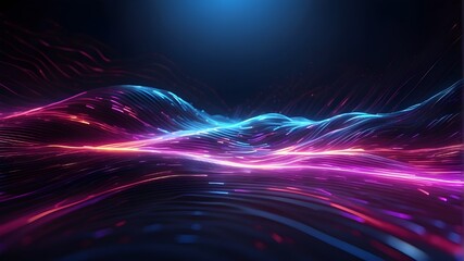 Wall Mural - Abstract texture background with neon fiber optic lines and abstract speed lines for technology.