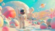 astronaut floating through colorful surreal galactic fantasy space