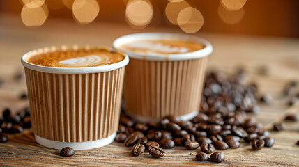 Wall Mural - coffee cup and coffee beans.