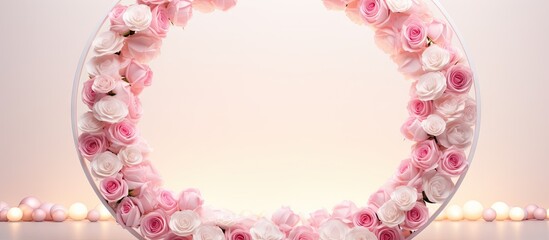 Sticker - Serene Pink Rose Wreath Illuminated by Romantic Candles in a Cozy Ambiance