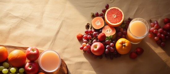 Sticker - Rustic Wooden Bowl Overflowing with Fresh Fruits and Colorful Oranges in Natural Setting