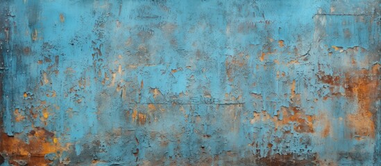 Poster - Dynamic Blue and Brown Abstract Painting with Rust Paint Texture for Artistic Expression