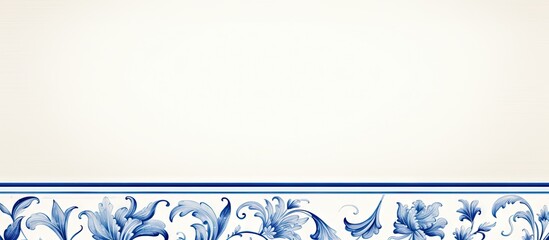 Poster - Elegant Blue and White Floral Border with a Delicate and Charming Flower Pattern