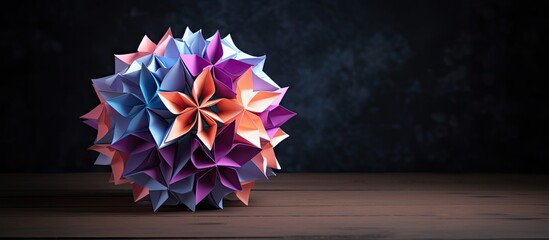 Canvas Print - Vibrant Origami Ball Adds Colorful Touch on Rustic Wood Surface