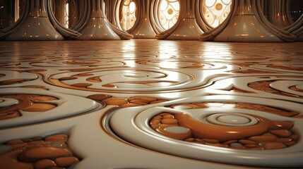 Canvas Print - Sculptural Exploration of Circular Patterns in a Vibrant Interior Design Project