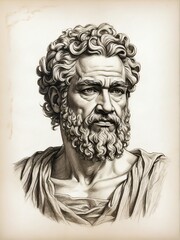 Wall Mural - Aristophanes hand drawn sketch portrait on plain white background from Generative AI
