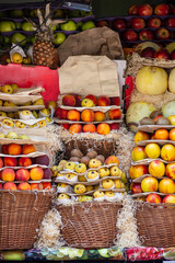 fresh fruit in crates at a grocery store in La Recoleta, Buenos Aires, Argentina