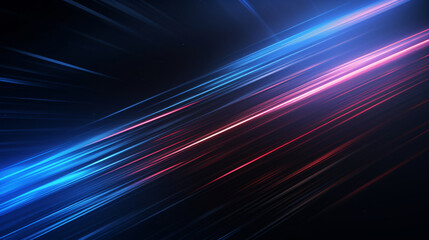Canvas Print - lights and stripes moving fast on dark background, futuristic technology colorful background