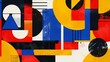 © Bijac - Abstract Geometric Shapes and Lines in Bold Primary Colors, Bauhaus Inspired Digital Art