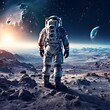 An astronaut explores the moon