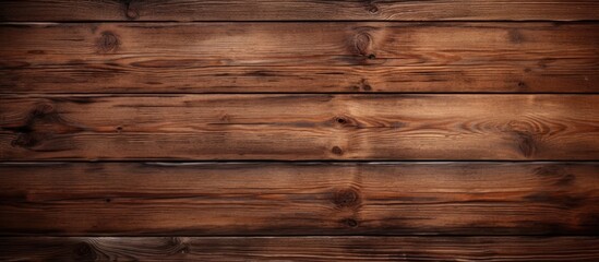 Canvas Print - Close up of a brown hardwood plank wall with a blurred background, showcasing the intricate wood stain pattern and building material quality